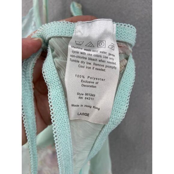 NWT California Dynasty Lingerie Sz L Teddy Thong Set Floral Green Fairy Romantic - Picture 5 of 13